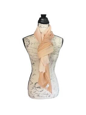 Wool Blend Ombré Peach Lightweight Scarf Tie Dye Dip NEW